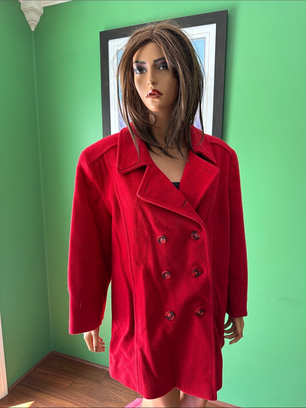 🌻🌻GUC Vintage Women's Red Double-Breasted Pea Coat🌻🌻